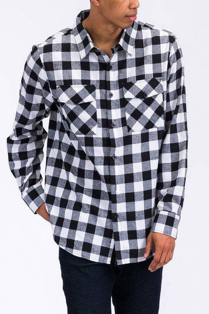Regular Fit Checker Plaid Flannel Long Sleeve - King Exchange Apparel 