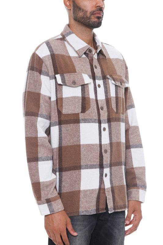 Mens Checkered Soft Flannel Shacket - King Exchange Apparel 