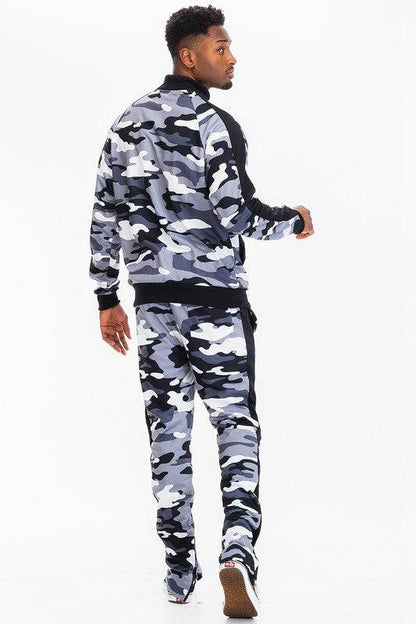 Full Camo With Stripe Track Bottom Pants - King Exchange Apparel 