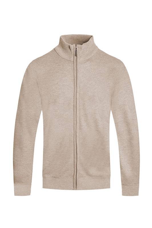 Men's Solid Full Zip Sweater - King Exchange Apparel 