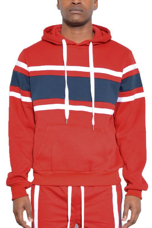 Solid With Three Stripe Pullover Hoodie - King Exchange Apparel 