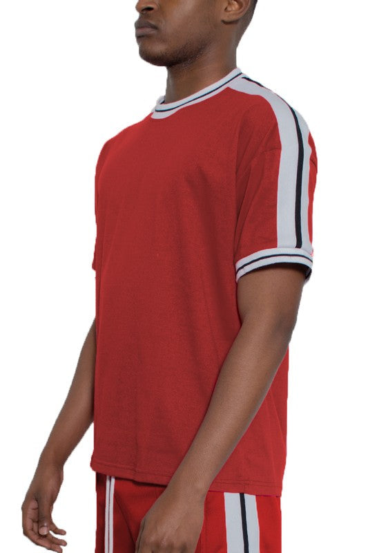 Striped Tape Short Sleeve T-Shirt - King Exchange Apparel 