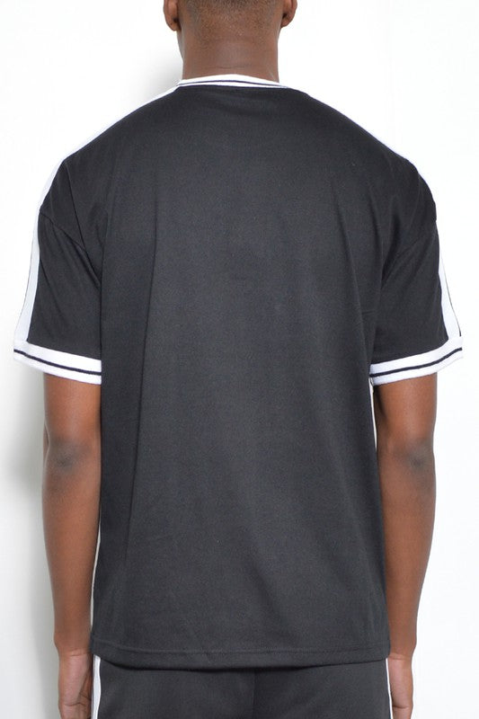 Striped Tape Short Sleeve T-Shirt - King Exchange Apparel 