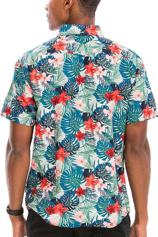 Hawaiian Print Button Down Shirt - King Exchange Apparel 