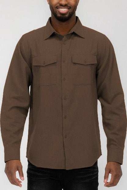 Men's Solid Flannel Shirt - King Exchange Apparel 