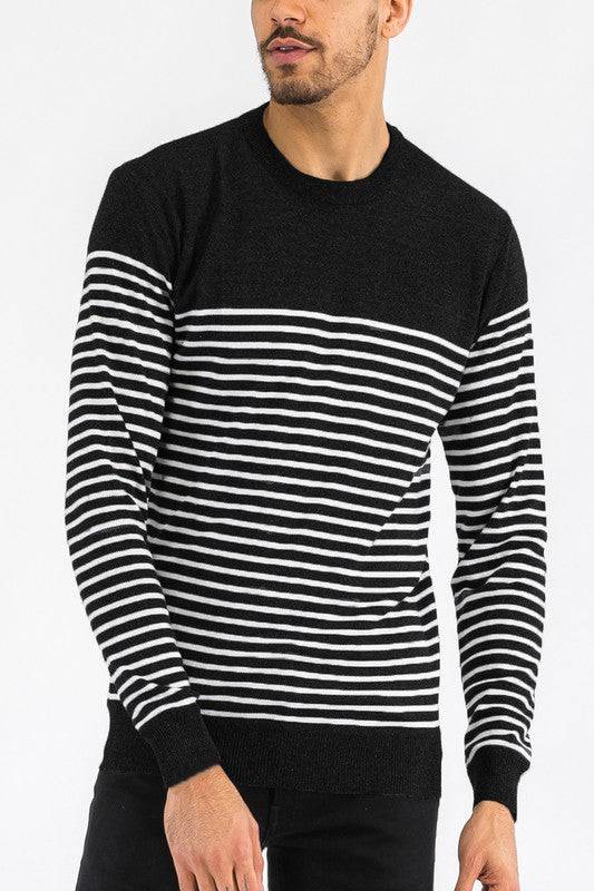 Round Neck Striped Sweater - King Exchange Apparel 