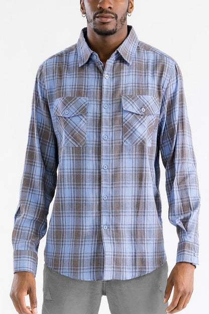 Long Sleeve Flannel Full Plaid Checkered Shirt - King Exchange Apparel 