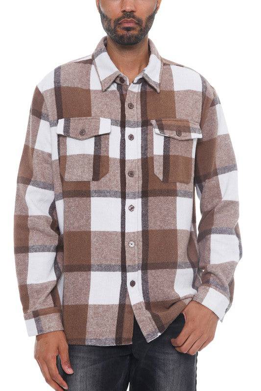 Mens Checkered Soft Flannel Shacket - King Exchange Apparel 
