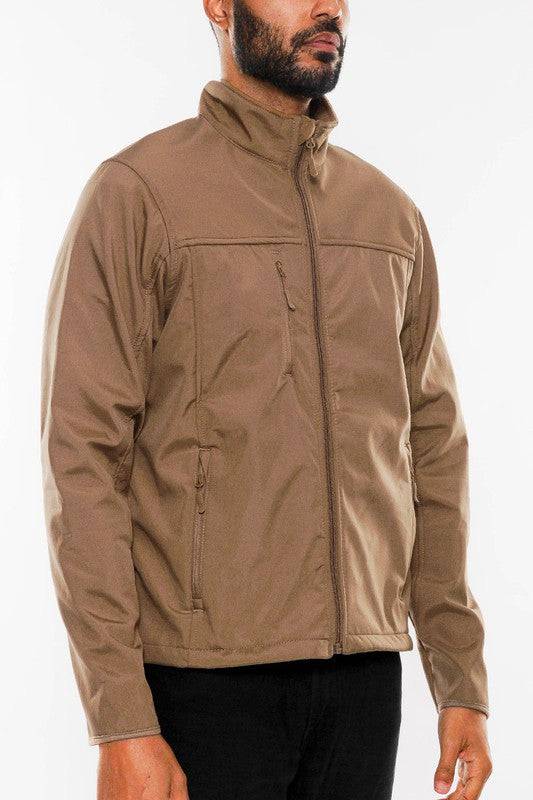 Men's Solid Soft Shell Storm Tech Jacket Coat - King Exchange Apparel 